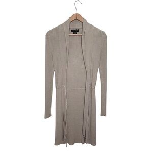 Banana Republic Silk Cardigan Long Open Front Belted Taupe Vintage Y2K Size XS